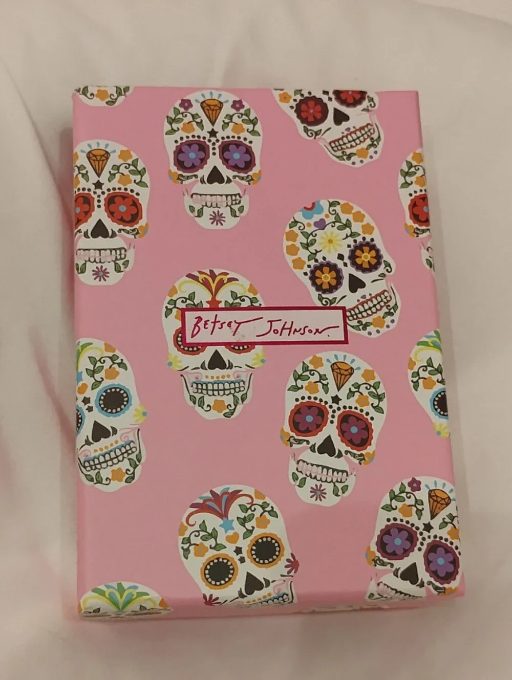 Betsey Johnson White Multicolor Crystal Sugar Skull Keychain